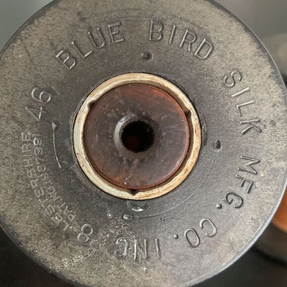 Set of 5 Vintage Wood Spool Candleholders – 1930s Blue Bird Silk Co. Repurposed - Picture 6 of 12